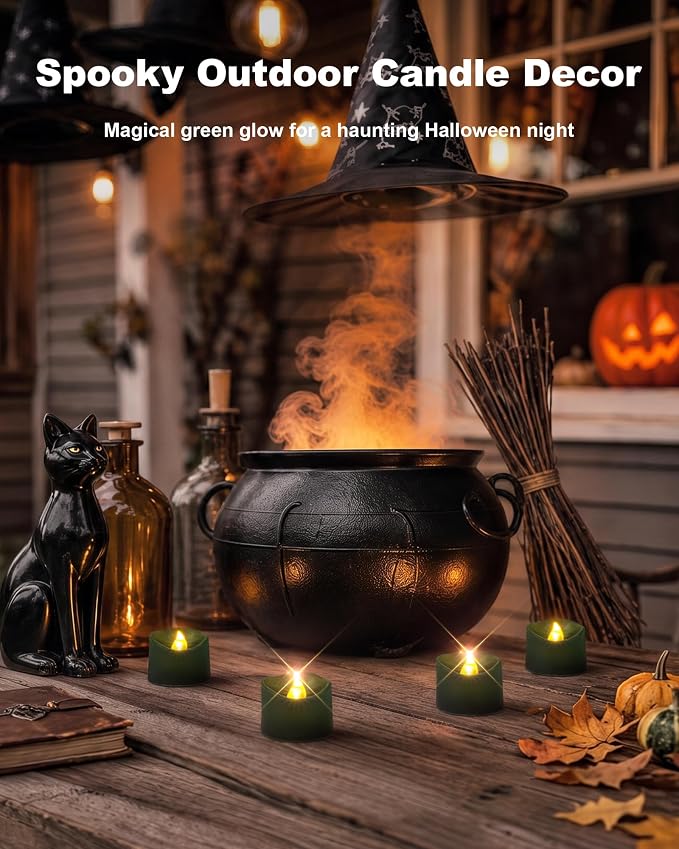 Homemory 12-Pack Green Flameless Battery Tea Light Candles, 200+ Hours | - Image 7