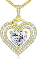 OOBEE Valentines Day Gift Moissanite Heart Necklaces for Women, 1- 4 Carat Moissanite 925 Sterling Silver 14K Gold Plated Pendant Necklace, Ideal Anniversary Birthday Christmas Mothers Day Jewelry Gifts for Mom Wife Her Girlfriend Daughter