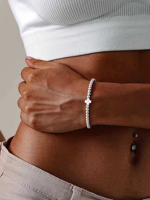 Gold Bracelets for Women 14K Gold Beaded Bracelets Stackable Bracelets for Women Gold Charm Bracelet Non Tarnish Gold Jewelry for Women Trendy