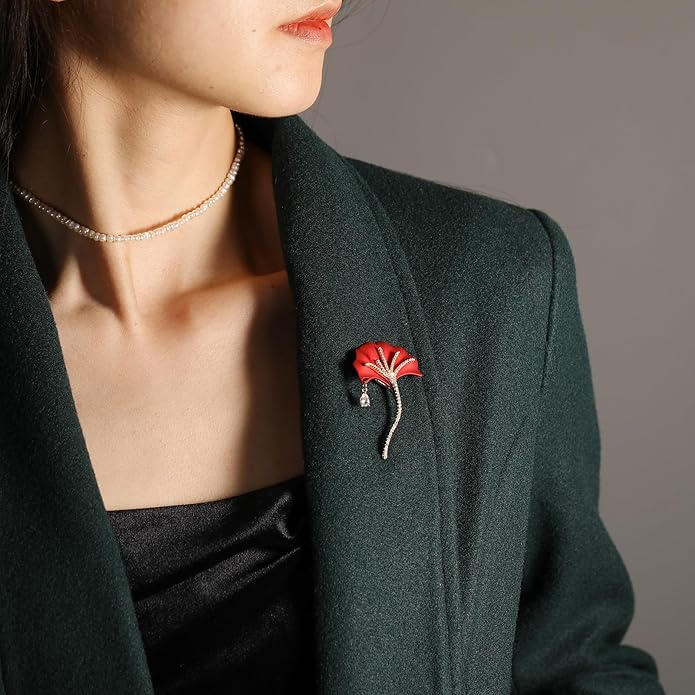 Red Rose Flower Brooches and Pins for Women Costume Jewelry Brooch Pins Broches Jewelry for Women Elegant Lady Pin