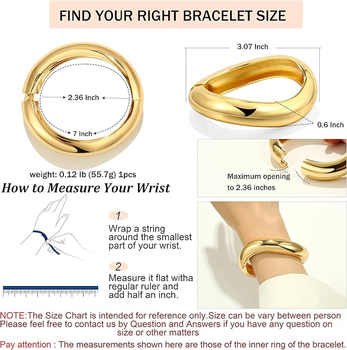 2Pcs Bangle Bracelets for Women Gold Arm Cuff 14k Gold Plated Chunky Gold Bangle Set Hinged Cuff Bracelets Trendy Arm Cuff Jewelry for Women