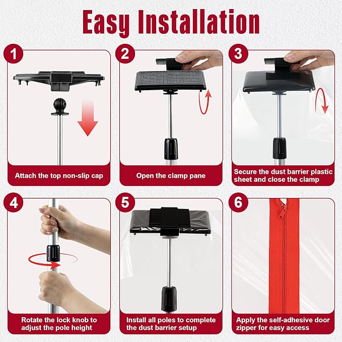 10FT Dust Barrier Poles System - Image 7
