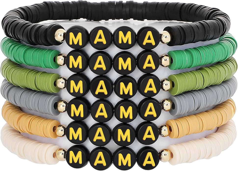 GOOJIDS Surfer Heishi Clay Bead Bracelets for Women Bohemian Stackable Gold Plated Beaded Stretch Bracelets Elastic Layering Friendship Bracelets Set Boho Jewelry