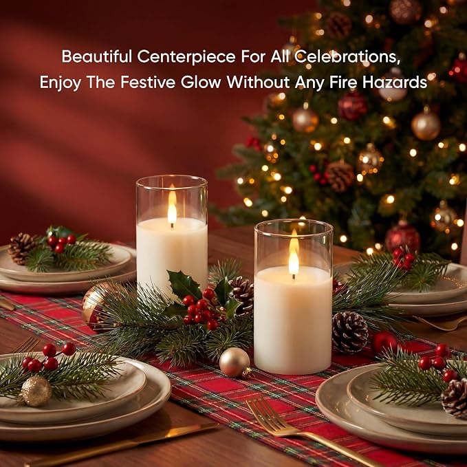 Amagic 3"x5" White Glass Flameless LED Candle Battery Operated - Image 7