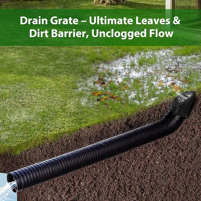 2 Pack 4" Gutter Downspout Extensions, Rain Diverter, Drainage Grate Yard Drain - Image 7