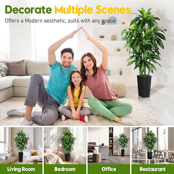 Artificial Dracaena Tree Indoor, 5FT Tall Fake Tree - Image 6
