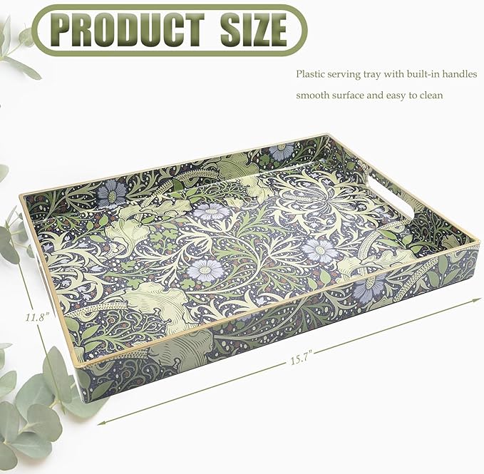 Spsyrine Serving Tray with Handles, Plastic Decorative Tray - Image 3
