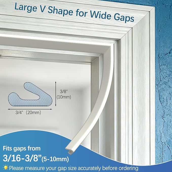 V-Shaped Weather Stripping for Doors and Windows, Large Gap Door Seal Strip | - Image 2