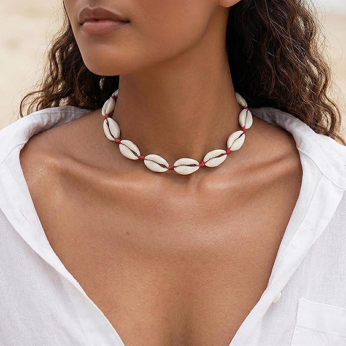Women's Shell Starfish Boho Layered Beaded Necklace Choker for Summer Beach Vacation Gifts for Birthday/Anniversary/Christmas