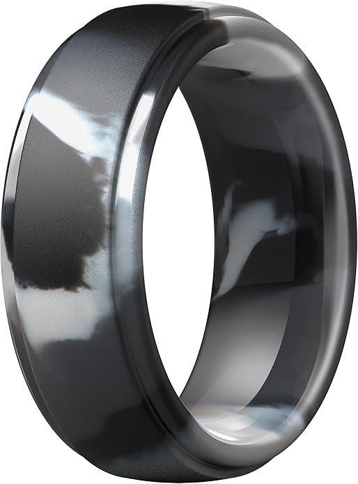 ThunderFit Silicone Rings for Men - 7 Rings / 4 Rings / 1 Ring Step Edge Rubber Wedding Bands 10mm Wide - 2.5mm Thick