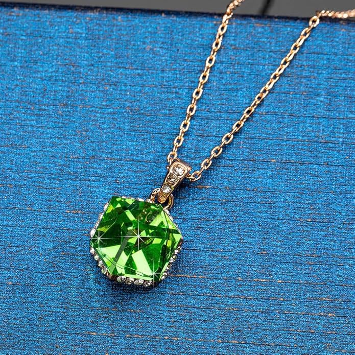 EVEVIC Color Changing Cubic Austrian Crystal Pendant Necklaces for Women 14K Gold Plated Hypoallergenic Jewelry