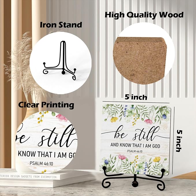 Inspirational Christian Desk Decor, Be Still And Know That I Am God Wildflower - Image 2