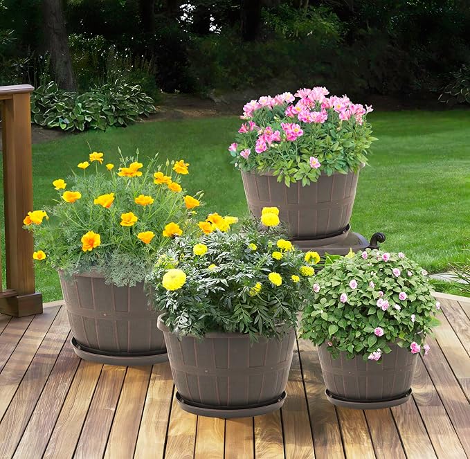 Quarut Plant Planters Pots Set of 4 Pack 16 Inch，Large Plastic Flower Pot | - Image 6