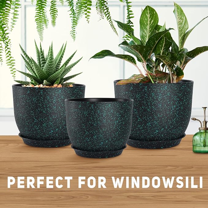 YNNICO Plant Pots 10/9/8/7.5/7 inch Set of 5, Flower Pots - Image 5