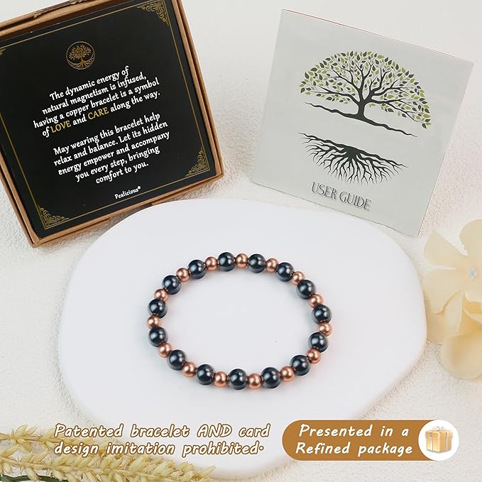 Copper Bracelets for Women Magnetic Bracelet as Valentines Gifts for Women,Dainty Copper Jewelry with 3800 Gauss Magnets, Birthday Gifts for Her Stretch Hematite Bead Braclets Pulseras Para Mujer
