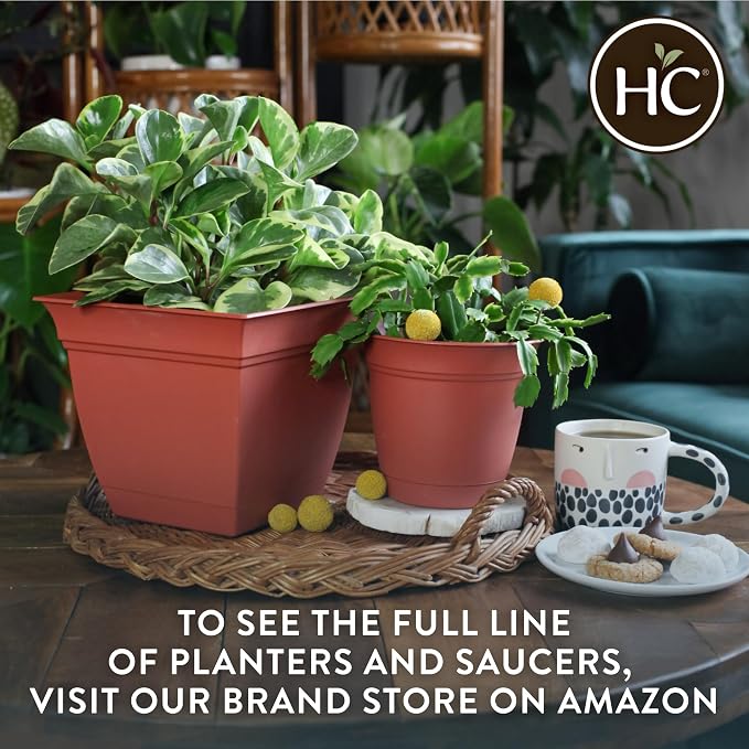 The HC Companies Eclipse Square Planter Pot, 12 Inch, Cottage Stone, Attached - Image 8