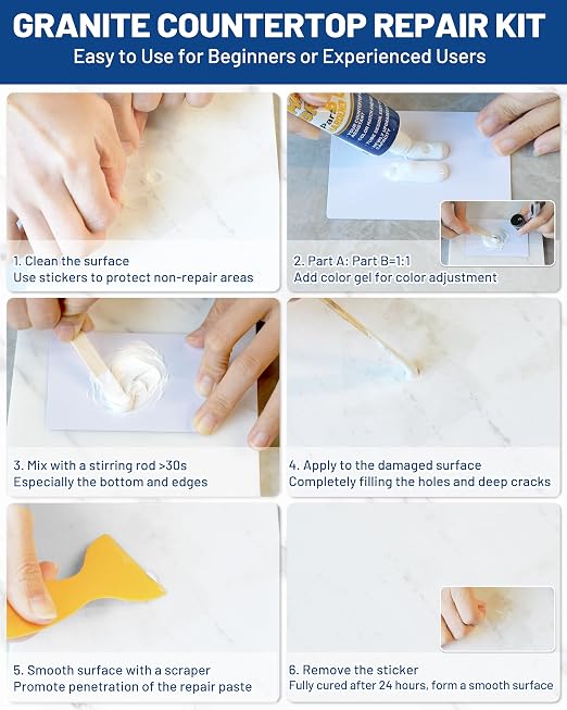 Tile, Marble and Granite Repair Kit, Fix Holes Dents Defects | 160g/5.64oz - Image 3
