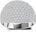 Hiyong Diamond Accent Dome Ring - Sliver Fashion Rings for women Big Hollow Women Wedding Band Cubic Zirconia Statement Rings for women 5-11