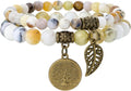 Bivei Natural Semi Precious Gemstone beads bracelet for women - Life Tree and Leaf Charm Energy Reiki Crystal Stretch Bracelets