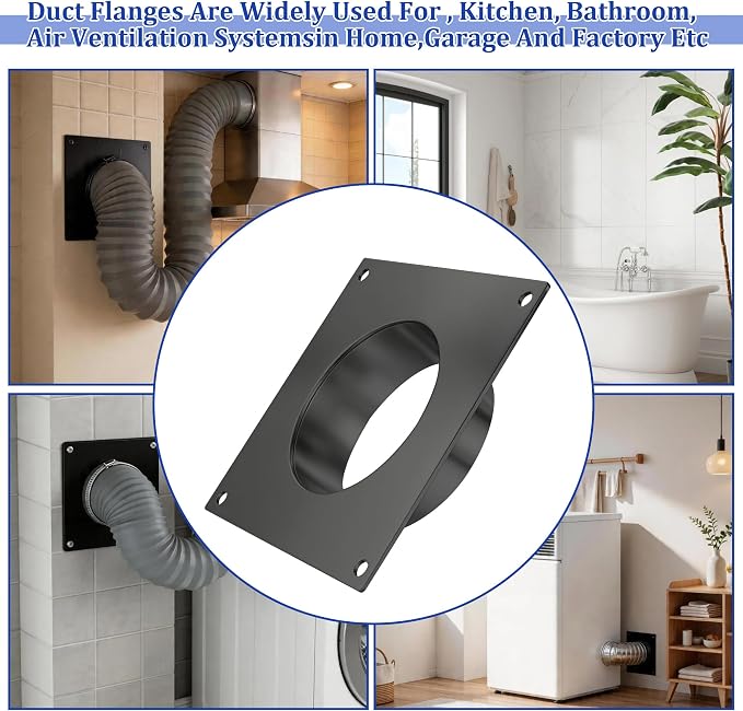4 Inch Duct Connector Flange, Dryer Vent Wall Plate, Galvanized Steel Dryer - Image 4