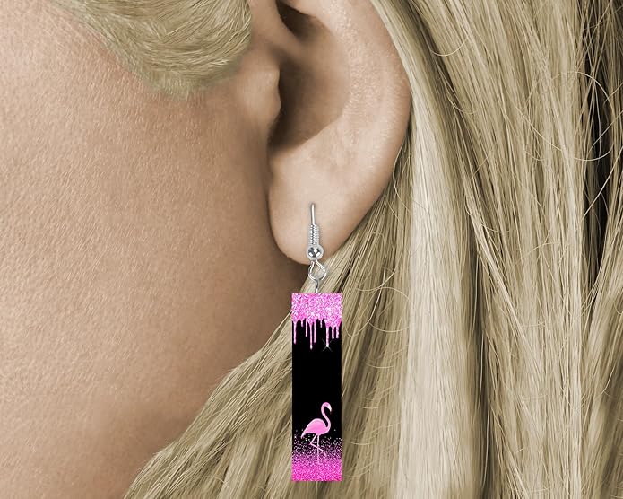 Earrings Handmade Bar Wood Earrings Light Weight Printed Image Dangle Earring Jewelry