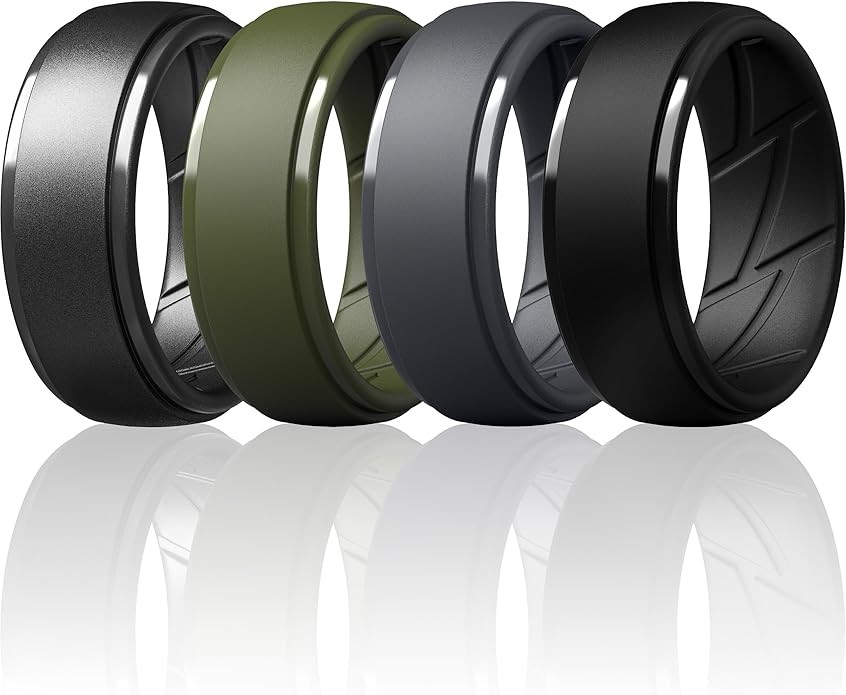 ThunderFit Men's Silicone Rings 10mm Wide 2.5mm Thick Rubber Bands, Breathable, Variety Multipack 1-10