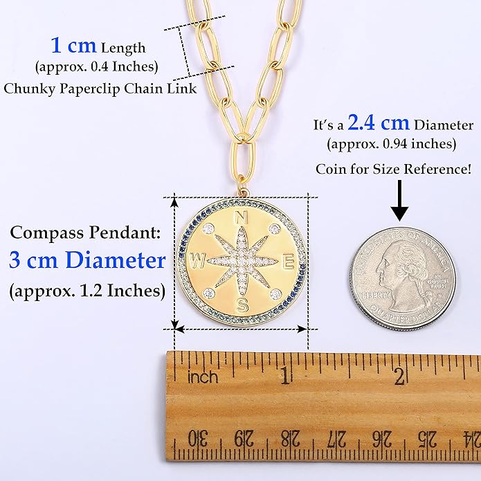 Aobei Pearl 18K Gold Plated Moon Star Lion Evil Eye Love Heart Cross Pendant Necklace Medallion Paperclip Chian Choker Layering Jewery for Women