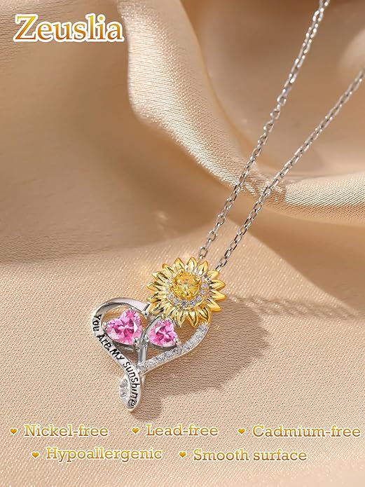 Valentine's Day Gifts for Wife 925 Sterling Silver Double Birthstone Pendant Necklaces I Love You for Always and Forever Necklace Anniversary Birthday Gifts for Wife Girlfriend Mom Her