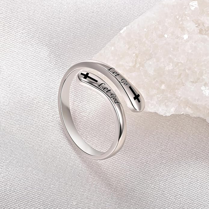 Fookduoduo 925 Sterling Silver Ring Inspirational Jewelry adjustable Wrap Open Rings for Women