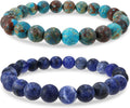 Bivei Natural Gemstone Semi Precious Healing Crystals Handmade Stretchy Round Beads Bracelet,Stocking Stuffers for Women Enhance Positive Energy