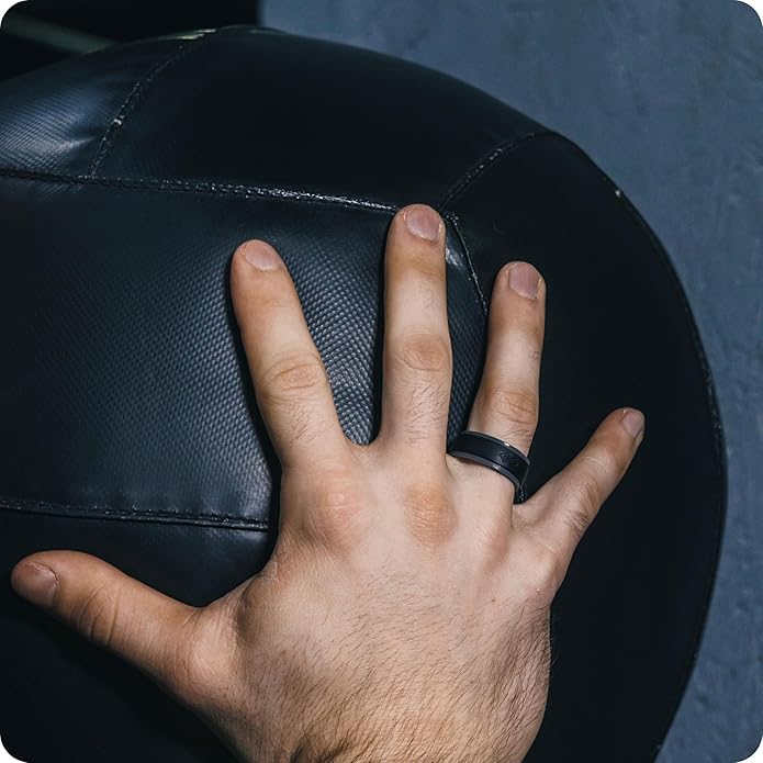 Rinfit Silicone Rings for Men 9mm Wide, 2mm Thick - Mens Rubber Wedding Bands - Infinity Ring with 2 Layers - Patented Design