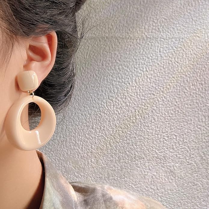 70s Earrings Retro White Acrylic Hoop Earrings 70s Accessories for Women 70s Jewelry Disco Outfits for Women