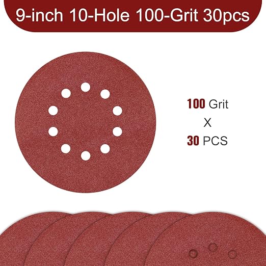 9 Inch 10 Holes Sanding Disc 100 Grit Drywall Sandpaper 30PCS - Image 2