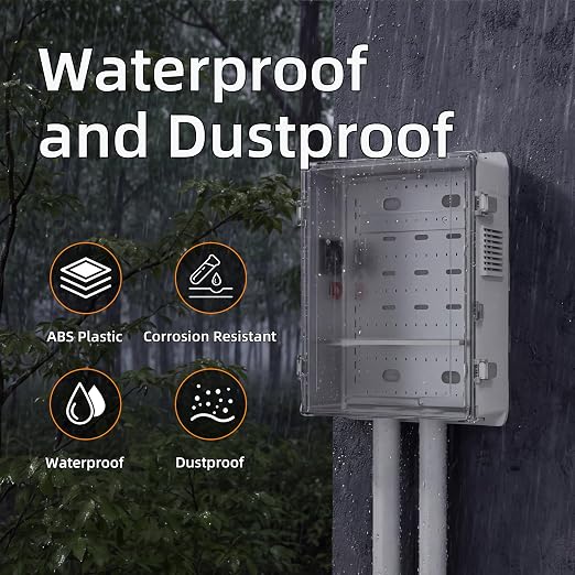 Joinfworld Outdoor Electric Enclosure Box 18.1x12.6x6.4 Waterproof | ABS Clear - Image 3