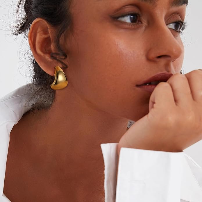 THUNARAZ 9 Pairs Clip on Earrings for Women 14K Gold Plated Chunky Hoop Clips Earring Trendy Clip on Hoop Earrings for Women Non-Pierced Fake Jewelry