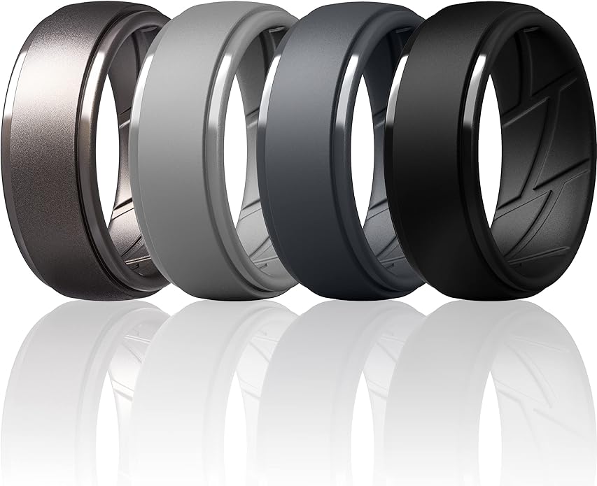 ThunderFit Men's Silicone Rings 10mm Wide 2.5mm Thick Rubber Bands, Breathable, Variety Multipack 1-10