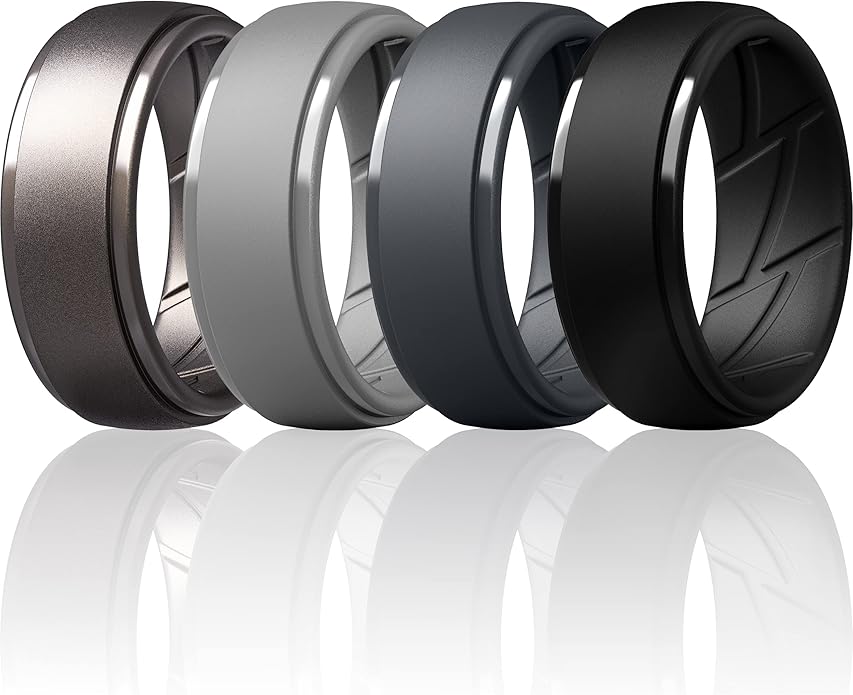 ThunderFit Men's Silicone Rings 10mm Wide 2.5mm Thick Rubber Bands, Breathable, Variety Multipack 1-10