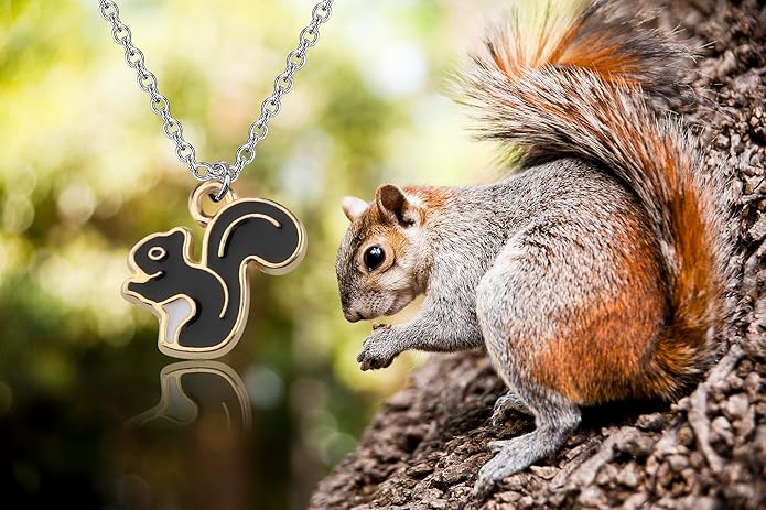 WUSUANED Funny Squirrel Necklace Cartoon Inspired Jewelry Squirrels Gifts Animal Lover Gift