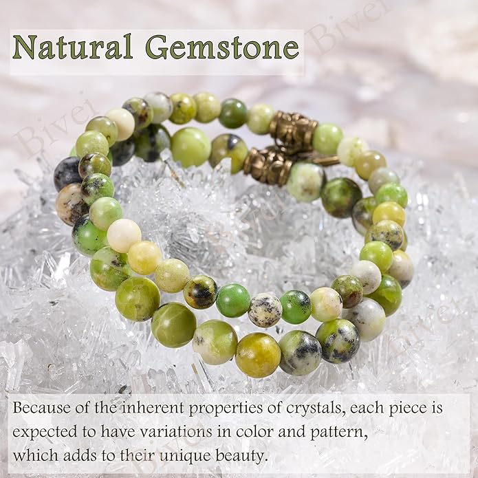 Bivei Natural Semi Precious Gemstone beads bracelet for women - Life Tree and Leaf Charm Energy Reiki Crystal Stretch Bracelets