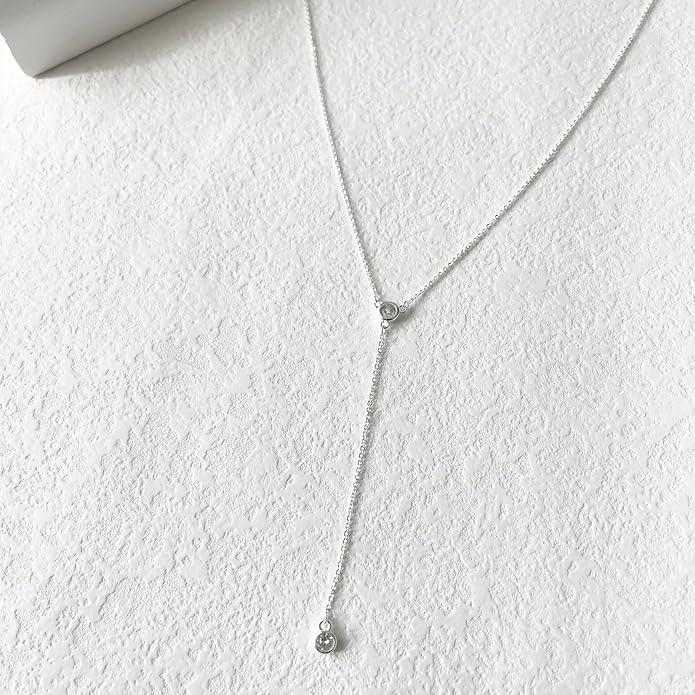 Luxval Lariat Gold Necklace for Women, Dainty Long Necklace 14k Gold Plated/Silver Y-Shaped Pendant Necklaces Trendy Beaded Chain Drop Necklaces Jewelry for Women Gifts