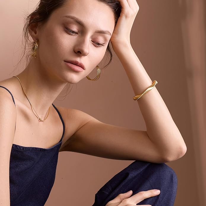 Cuffs Bracelet for Women Minimalist Gold Coil Craft Cuff Bracelet Italian Coil Craft Handmade Jewelry Christama Birtherday Gift