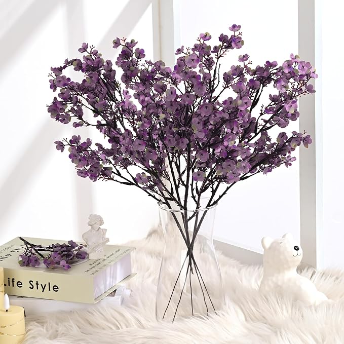 15 Pcs Fake Flowers, Babys Breath Artificial Flowers, Lavender Purple | Real - Image 2