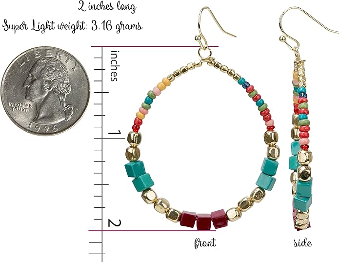 Boho Dangle Earrings Tear Drop Multi Color | SPUNKYsoul Collection