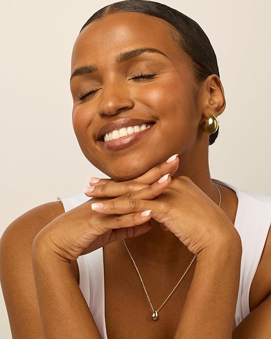 PAVOI 14K Gold Plated 925 Sterling Silver Posts Statement Earrings for Women - Geometric Dome Teardrop Drop Dangle Hoop Chunky Gold Earrings