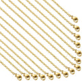 20 Pack Necklace Chains Gold Plated Stainless Steel Cable Chain Necklace Bulk for Jewelry Making, 18 Inches