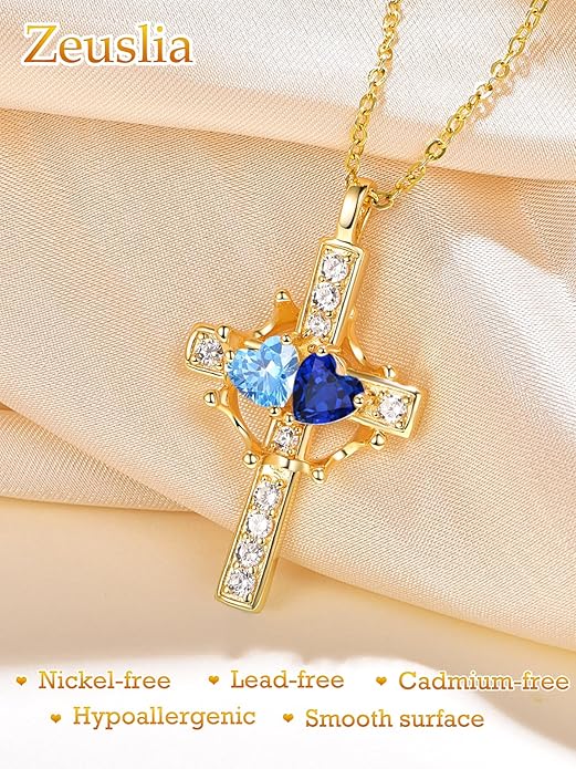 Valentine's Day Gifts for Wife 925 Sterling Silver Double Birthstone Pendant Necklaces I Love You for Always and Forever Necklace Anniversary Birthday Gifts for Wife Girlfriend Mom Her