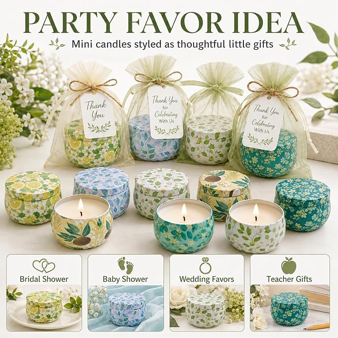 24 Pack Mini Scented Candles for Party Favors, 2.5 oz Soy Wax Tin Candle Gift - Image 4