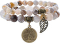 Bivei Natural Semi Precious Gemstone beads bracelet for women - Life Tree and Leaf Charm Energy Reiki Crystal Stretch Bracelets