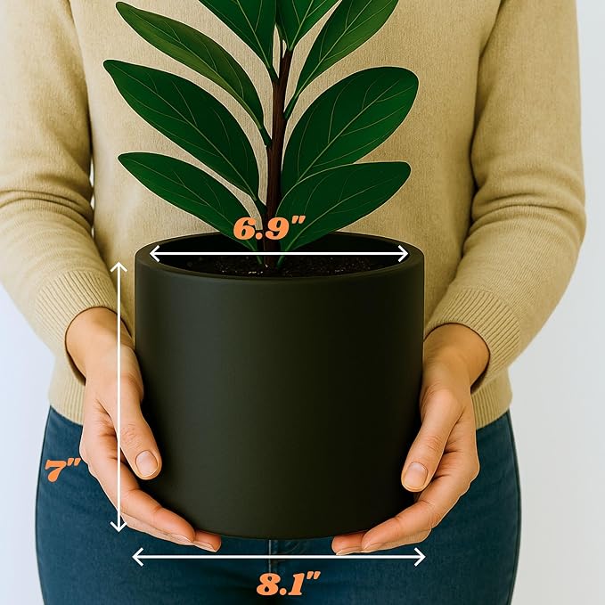 Fox & Fern Large Planter for Indoor or Outdoor, Matte Black, 8 Inch | UV & - Image 6