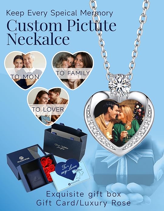 MomentWish Heart Necklace for Women Moissanite, Simulated Diamond, 925 Sterling Silver